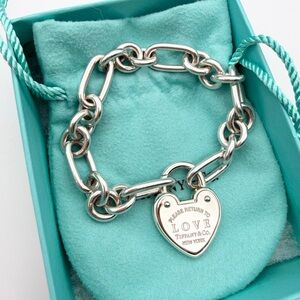 Tiffany & Co. 7.5" Tiffany & Co Return to Love Lock Heart Bracelet in Silver